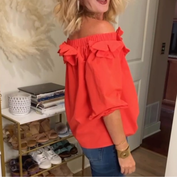 STYLEWE Red Off-Shoulder Ruffle Blouse - Picture 4 of 16